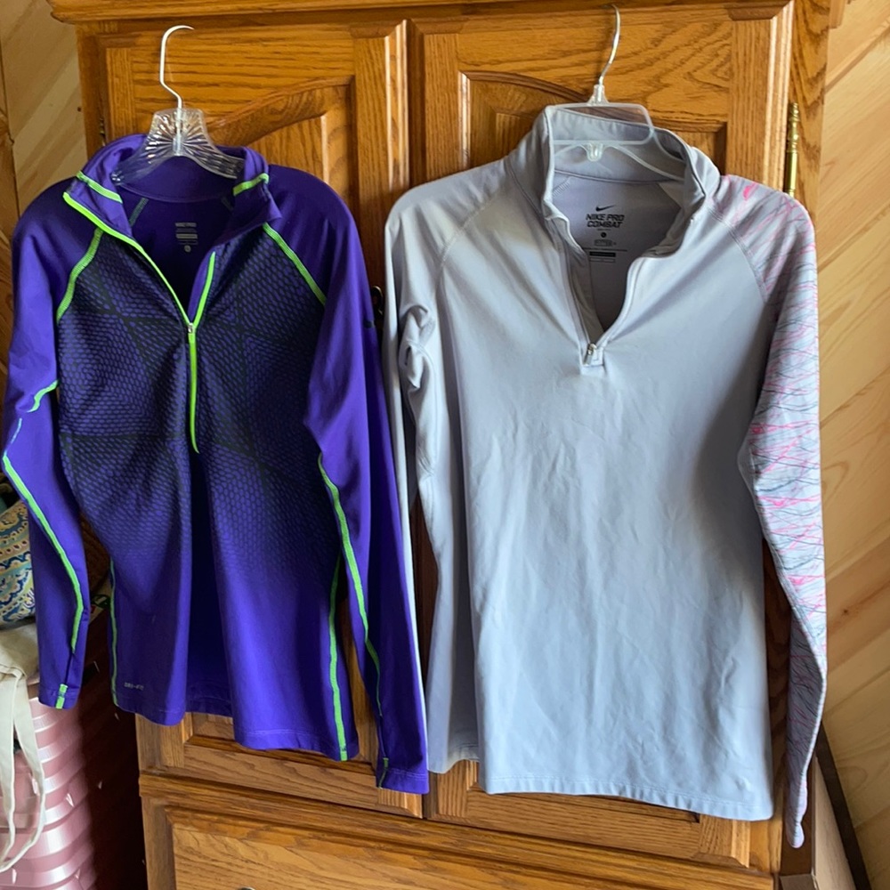Bundle of 2 Nike Pro fleece lined quarter zips